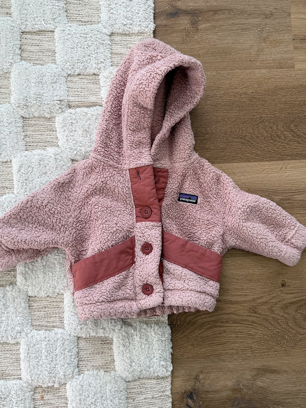 Patagonia Fleece Hooded Baby Jacket in Pink